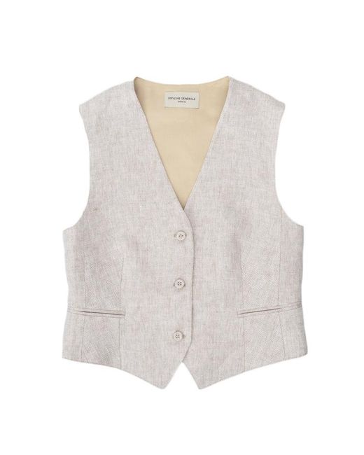 Officine Generale White Tailored Waistcoat With Adjustable Fit