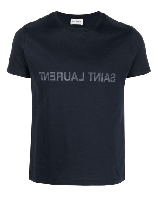 Saint Laurent Logo Baumwoll -T -Shirt in Black für Herren