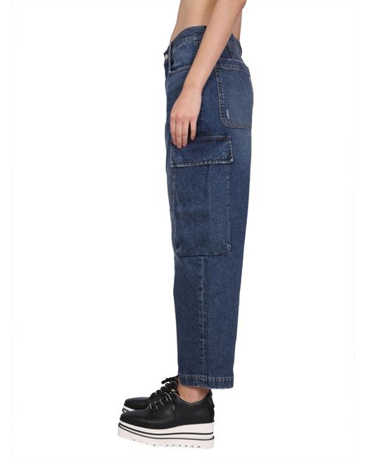 Stella McCartney Blue Cropped Cargo Jeans