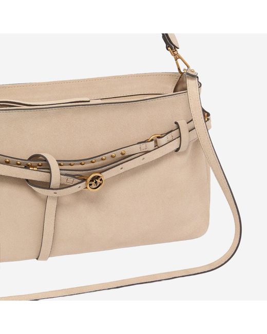 Pinko Natural Suede Shoulder Bag