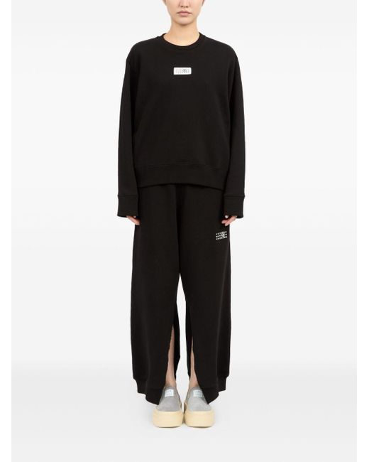 MM6 by Maison Martin Margiela Black Sweatshirt Mit Nummern-Applikation