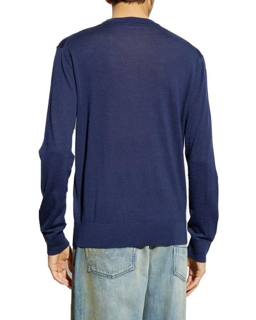 DIESEL Blue Oval-D Embroidered Sweater for men