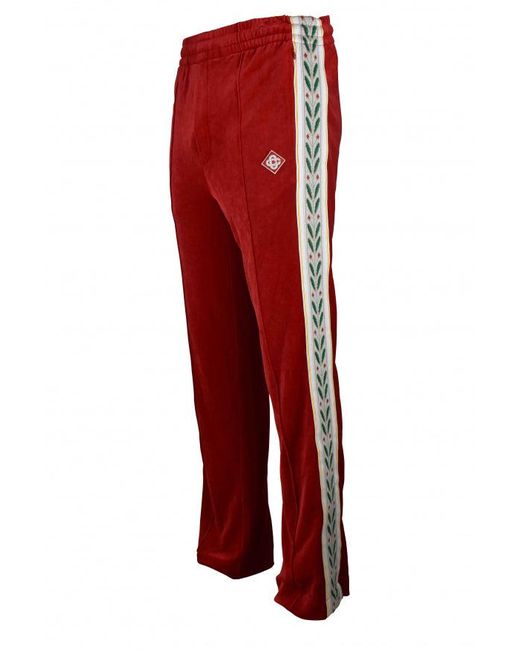 Casablanca Red Laurel Velvet Sweatpants Satin Stripe