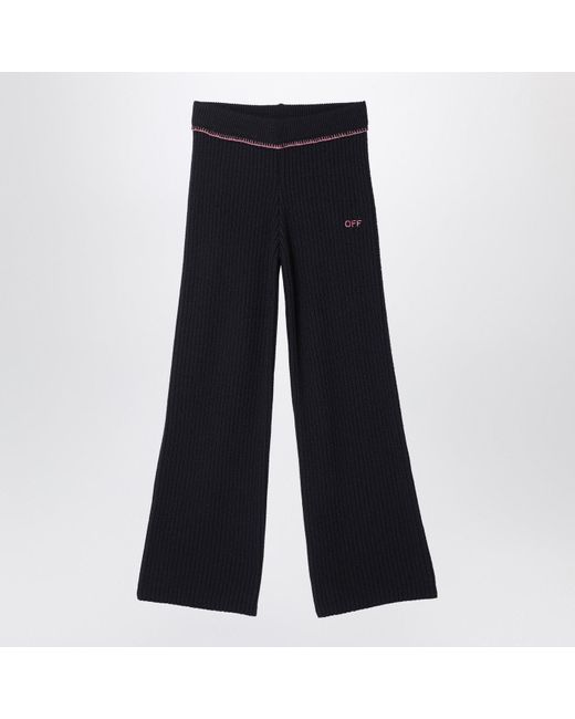 Off-White c/o Virgil Abloh Blue Ribbed Trousers With Logo