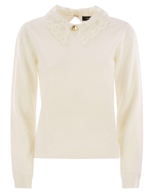 Fabiana Filippi White Platinum Jersey With Macramé Lace