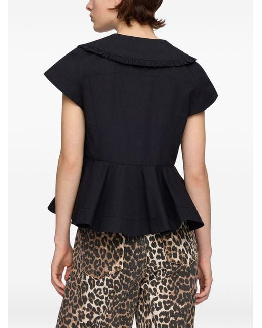 Ganni Black Organic Cotton Top