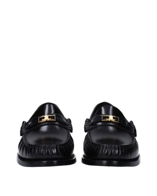 Céline Black Mocassini Triomphe Uomo Pelle Nero/Oro for men