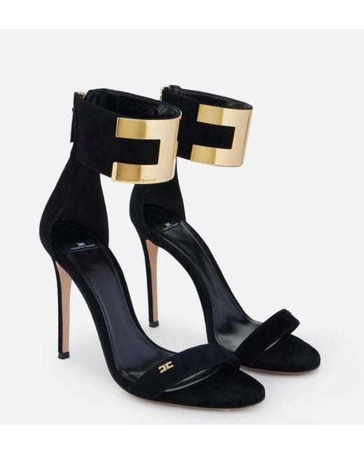 Elisabetta Franchi Black Suede Sandals