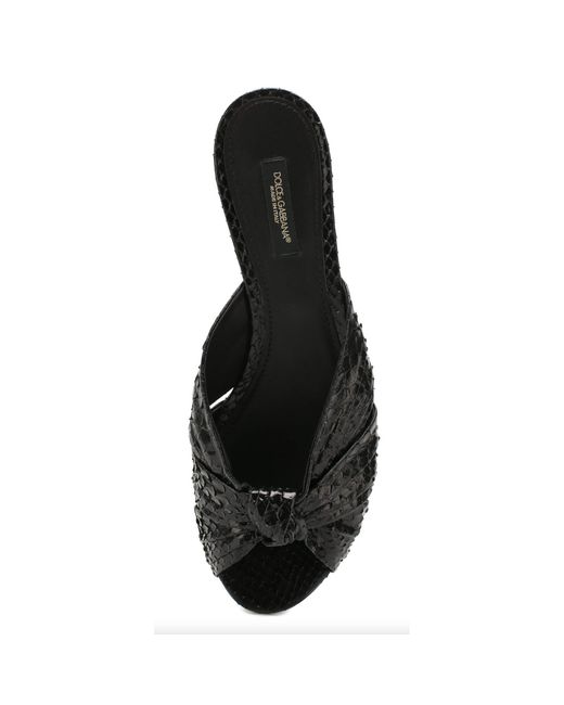 Dolce & Gabbana Black Python Leather Mules