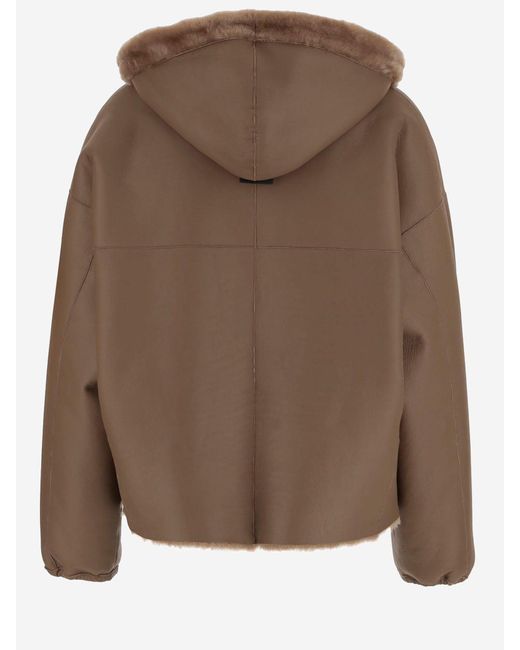 Blancha Brown Shearling Reversible Jacke