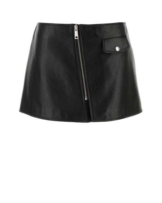 Prada Black Leather Mini Skirt
