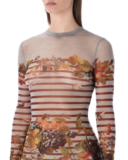 Jean Paul Gaultier Multicolor Marinière Mesh Long Dress