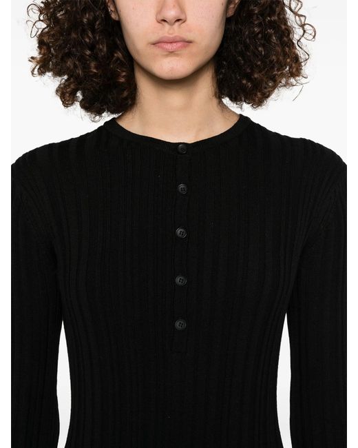 Loulou de Saison Black Rib Long Dress Clothing