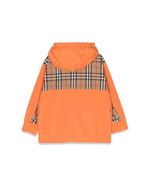 Burberry Orange Kids Wilder Vintage-Check Hooded Jacket