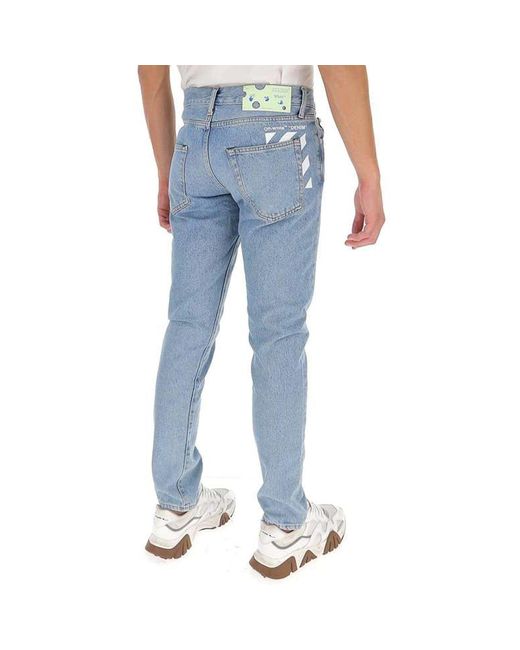 Off-White c/o Virgil Abloh Blue Cotton Denim Jeans for men