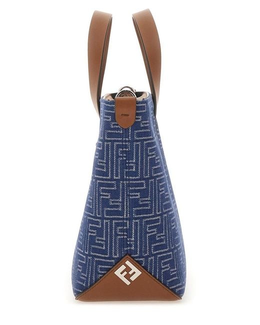 Fendi Blue Small Tote Bora Ff for men