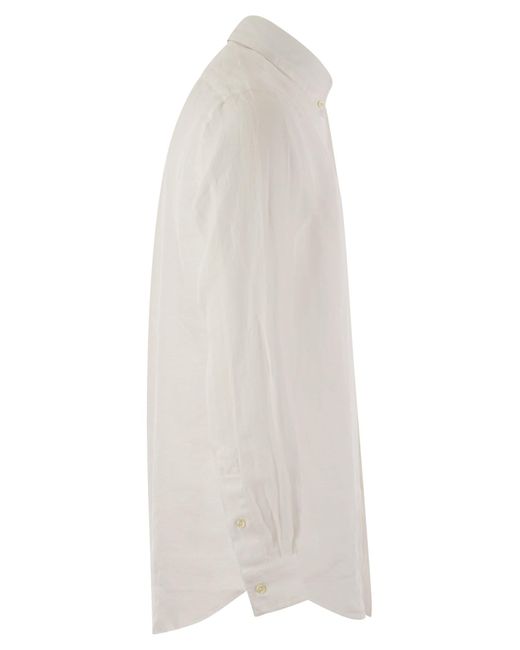 Polo Ralph Lauren Custom Fit Linen Shirt in het White