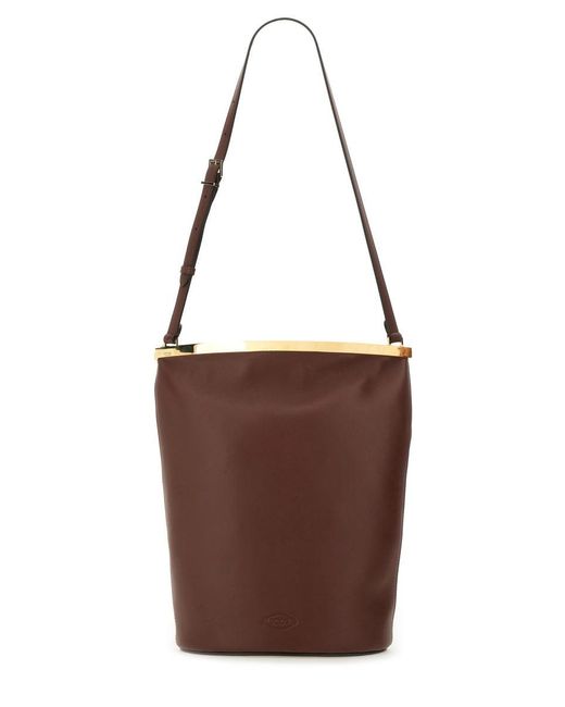 Tod's Brown Small Leather Bucket Bag