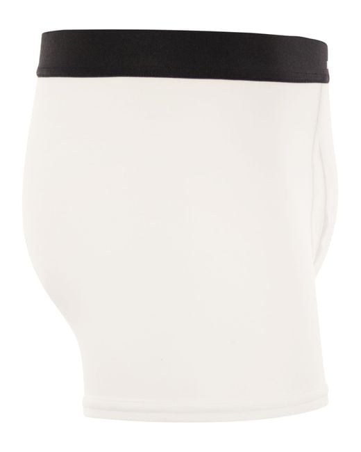 Kiton White Stretch Cotton Boxer Shorts With Logo for men