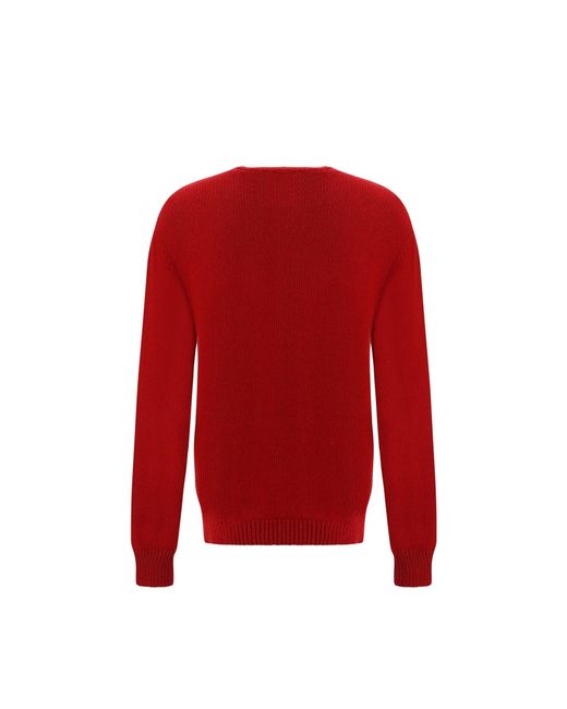 Suéter de lana de logotipo de Balmain de hombre de color Red