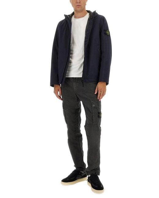 Stone Island Blue Solid Hood Jacket for men