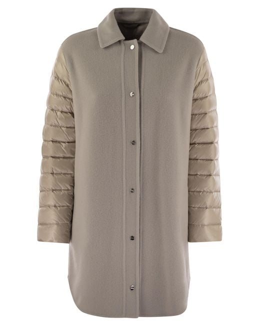 Herno Gray Coat With Down Sleeves