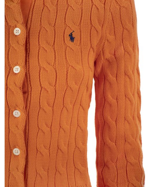 Polo Ralph Lauren Orange Geflochten Strickjacken mit langen Ärmeln