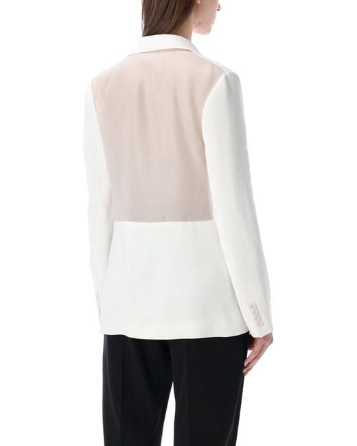 Ralph Lauren White Double-Breasted Blazer With Sheer Back Panel