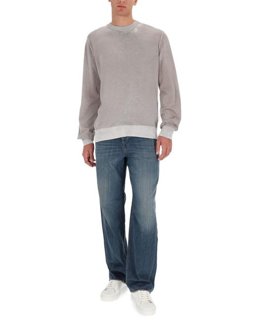 DIESEL Gray Relaxed Fit Cotton Sweater for men