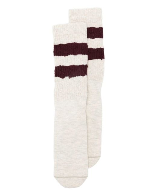 Golden Goose Deluxe Brand White Socks High Rib/Stripes/Ripped