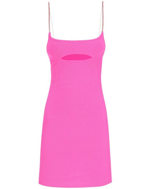 Gcds Pink Schneiden ein Mini -Kleid mit Strassgurten aus