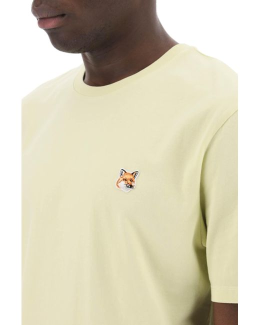 Maison Kitsuné Fox Head T -shirt in het Yellow voor heren