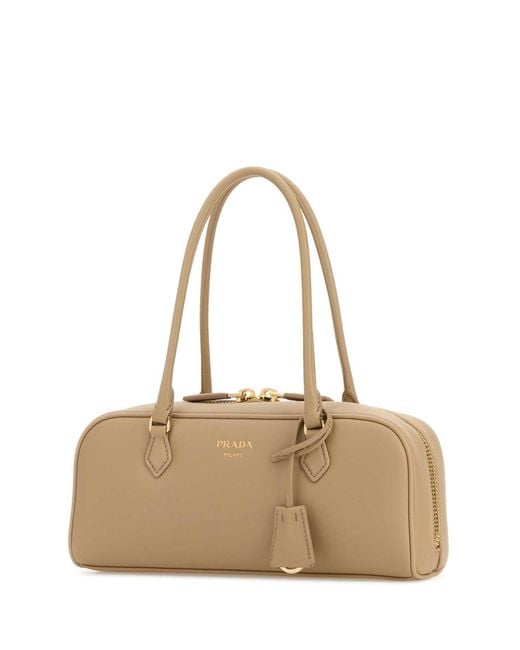 Prada Natural Beige Leather Medium Handbag