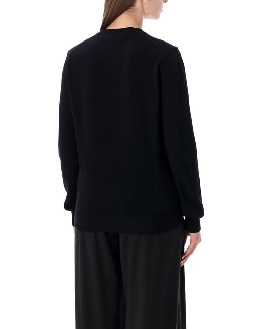 COMME DES GARÇONS PLAY Black Wool Cardigan With Crystal Heart