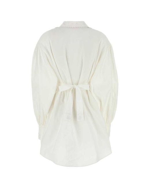Valentino Garavani White Cotto Blend Shirt Dress