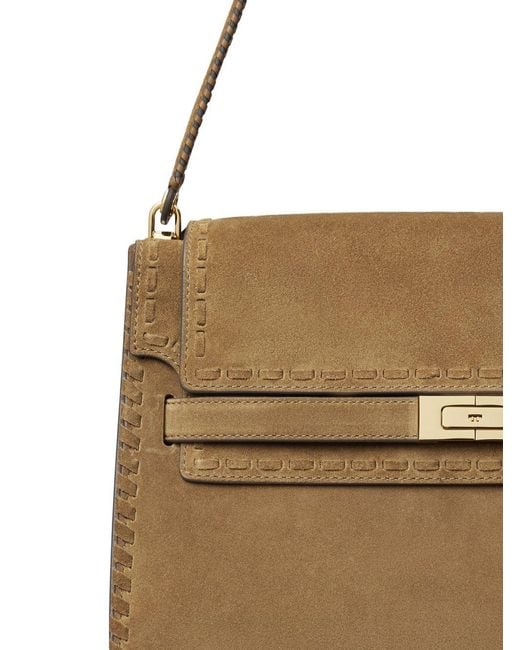 Tory Burch Brown "Lee Radziwill" Suede Large Shoulder Bag