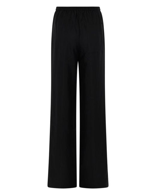 Loulou de Saison Black Alera Silk-Twill Wide-Leg Pants