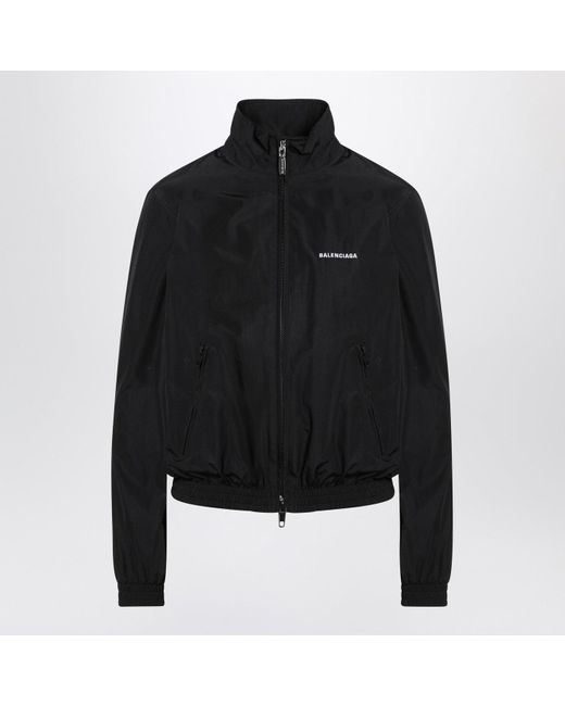 Balenciaga Black Bomber Jacket With Zip And Logo