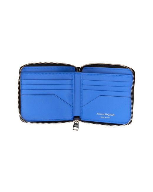 McQueen Blue Alexander Mc Queen Harness Wallet for men