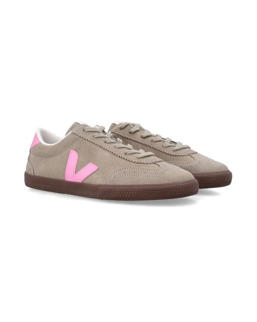 Veja Pink Volley Suede Taupe Malibu Bark Sneakers