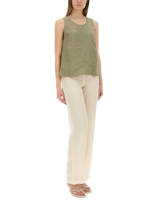 120% Lino Green Linen Top