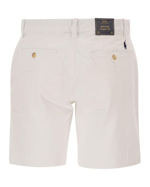 Polo Ralph Lauren White Stretch Classic Fit Chino Short for men