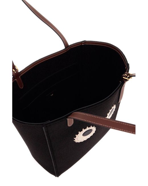 Mini Tote N/S Eyes In Feltro Piccola di Anya Hindmarch in Black