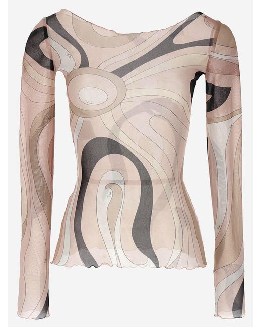 Top en tulle avec imprimé en marbre Emilio Pucci en coloris Natural