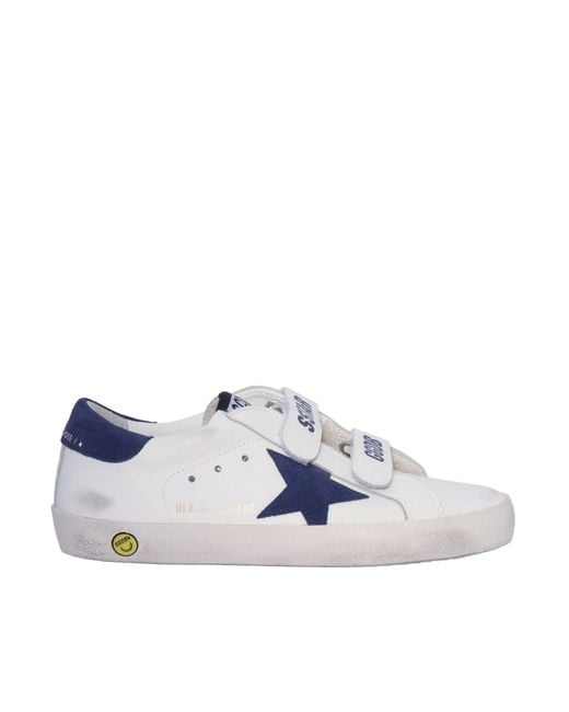 Golden Goose Deluxe Brand Blue Sneakers Old School Leather Upper Suede Star And Heel/ Depths