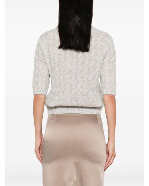 Brunello Cucinelli White Wool Knitted Jumper