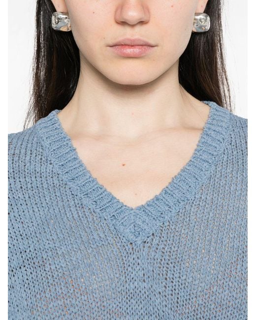 Base London Blue Cotton Blend Sweater
