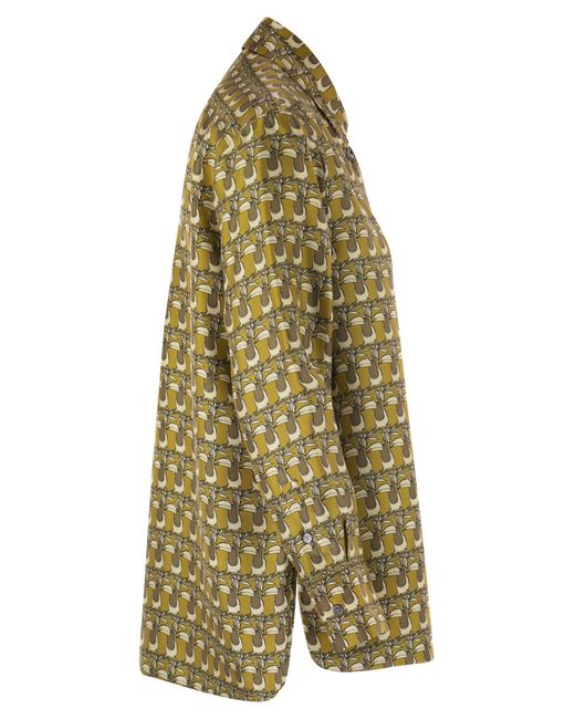 Max Mara Green Times reversibler bedrucktes Seidenhemd