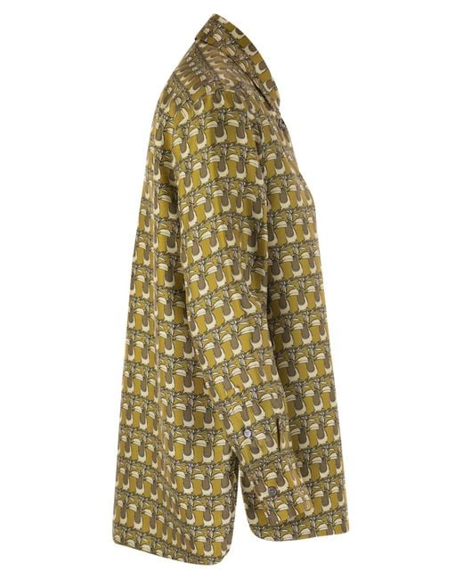 Max Mara Green Times Reversible Printed Silk Shirt