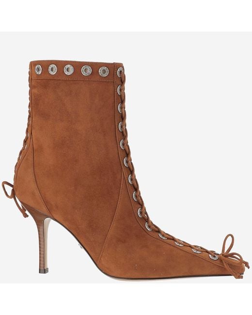 Mach & Mach Brown Leather Boots With Triangle Toe
